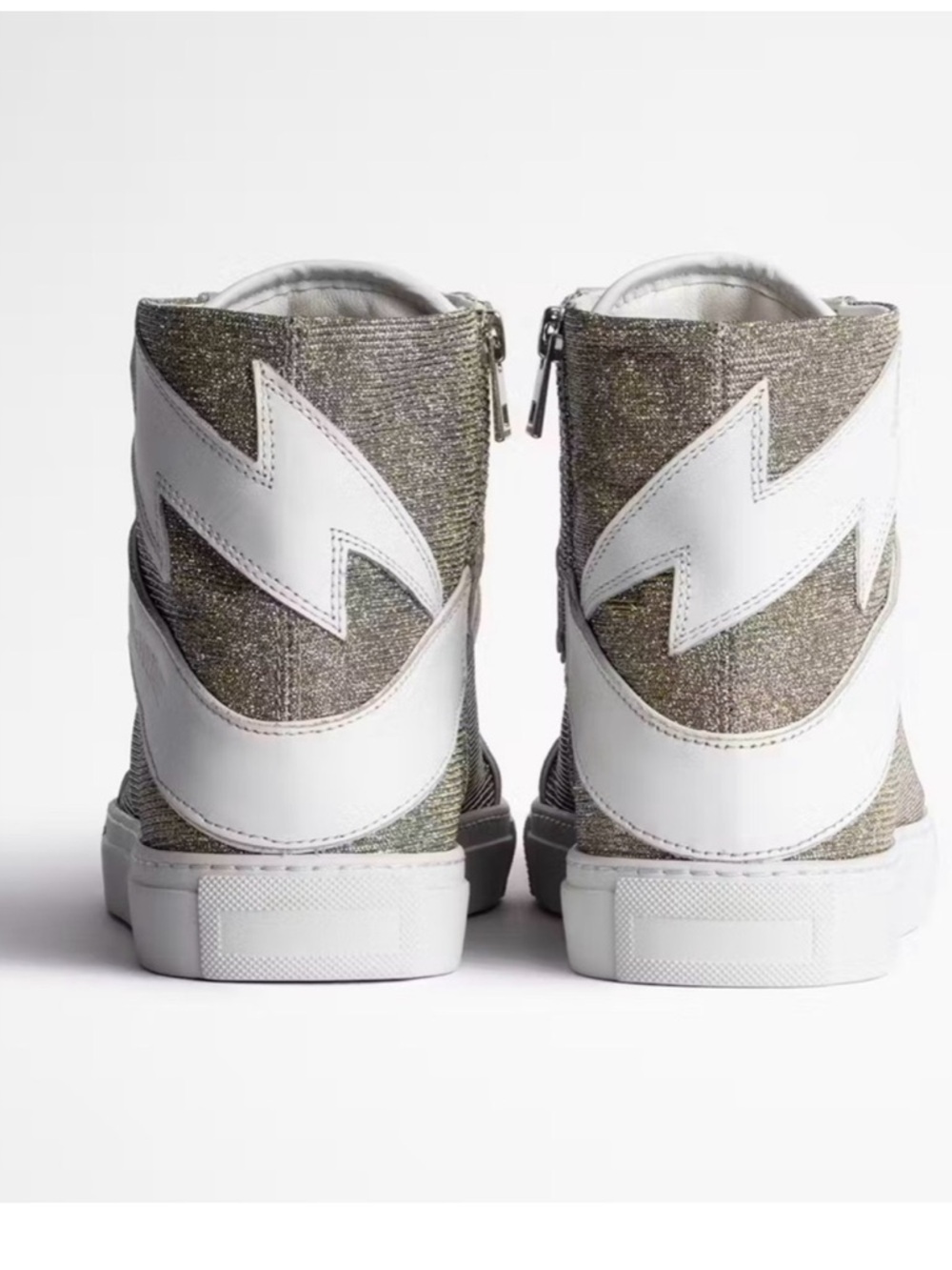 $448 -Zadig & Voltaire ZV1747 High Flash
Sneakers Size 36 Hightop Silver Shoes - Picture 5 of 11